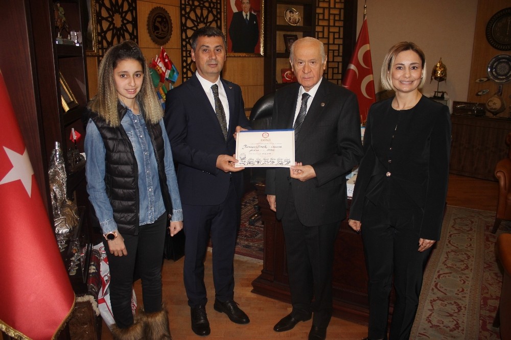 Mazbatasını alan başkan MHP lideri Bahçeli’yi ziyaret etti 