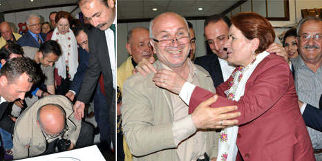 Akşener düşen gazeteci ile ilgilendi
