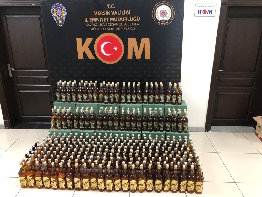 Mersin’de 617 şişe sahte içki ele geçirildi 