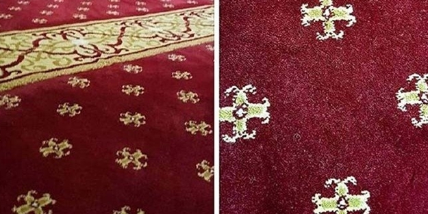 Mescid halısındaki 'gamalı haç' deseni!
