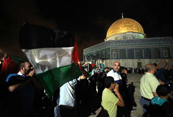 Mescid-i Aksa'da İsrail protestosu