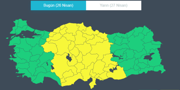 Meteoroloji'den 35 ile sarı kodlu uyarı