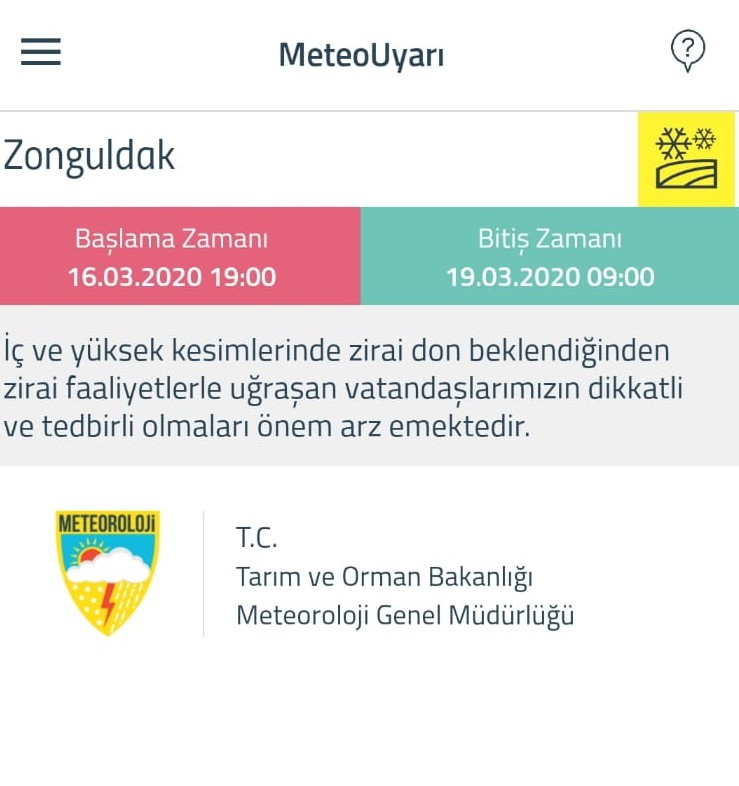 Meteorolojiden Zonguldak için sarı uyarı 
