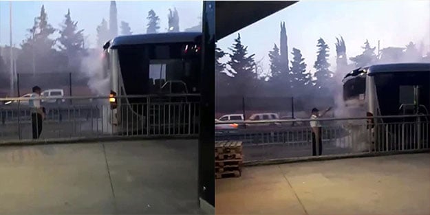 Metrobüste yangın paniği!