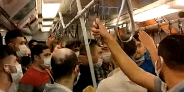 Metroda maske kavgası! Zor ayırdılar