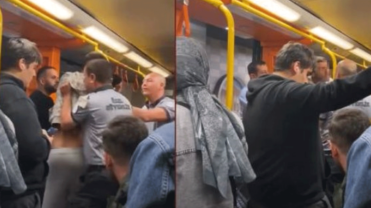 Metroda yaka paça kavga ! Güvenlik araya girdi