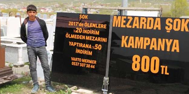 Mezar taşında görülmemiş kampanya!