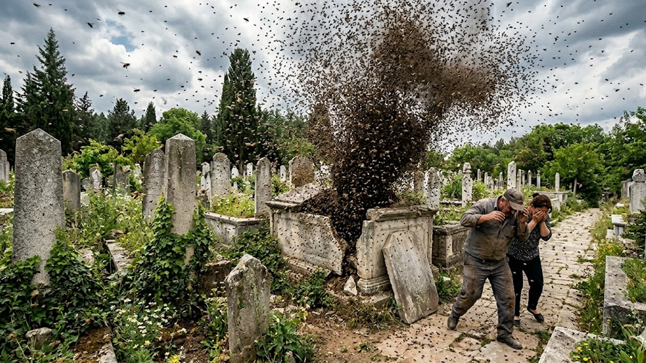 Mezarlığın içinden 5 milyon arı çıktı!