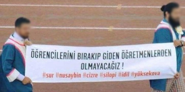 Mezuniyet töreninde skandal PKK pankatları