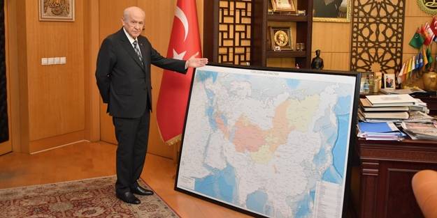 MHP lideri, özel olarak tasarlayıp çizdi! İşte Bahçeli'nin o haritası