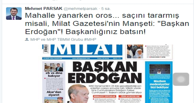 MHP’li vekilden alçakça tweet !