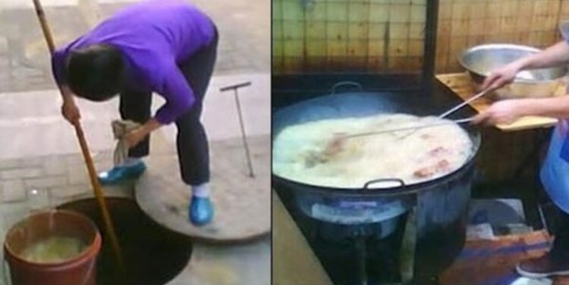 Mide bulandıran görüntü! Yiyecekler kanalizasyondan sofraya geliyor