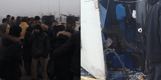 Midibüs devrildi: Çok sayıda yaralı var