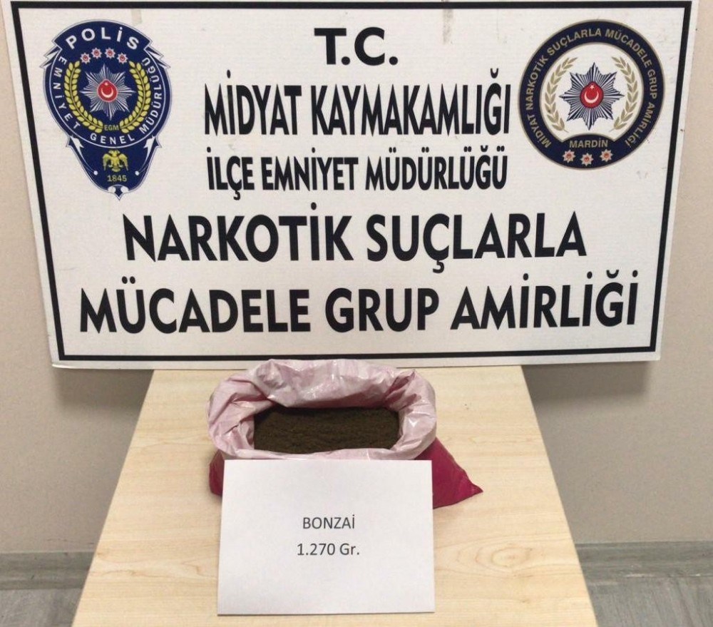 Midyat’ta 1 kilo 270 gram bonzai ele geçirildi 