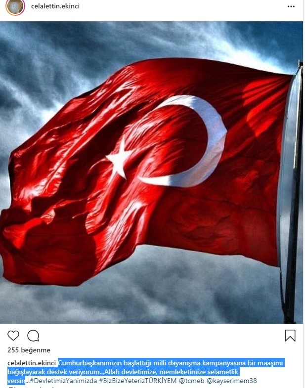 Milli Eğitim Müdürü Ekinci’den Milli Dayanışma Kampanyasına Destek 