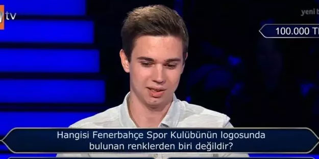 Milyoner'de şaşırtan anlar! Taraftarına Fenerbahçe'nin renkleri soruldu..