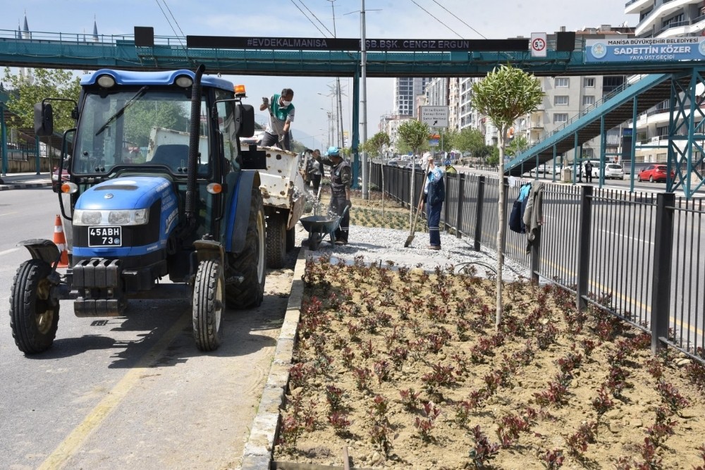 Mimar Sinan Bulvarında peyzaj çalışması başladı 