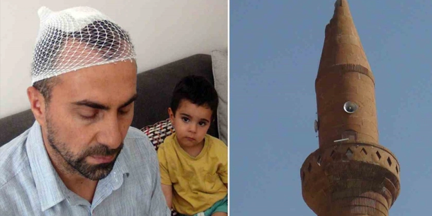 Minareye yıldırım isabet etti, imam yaralandı!