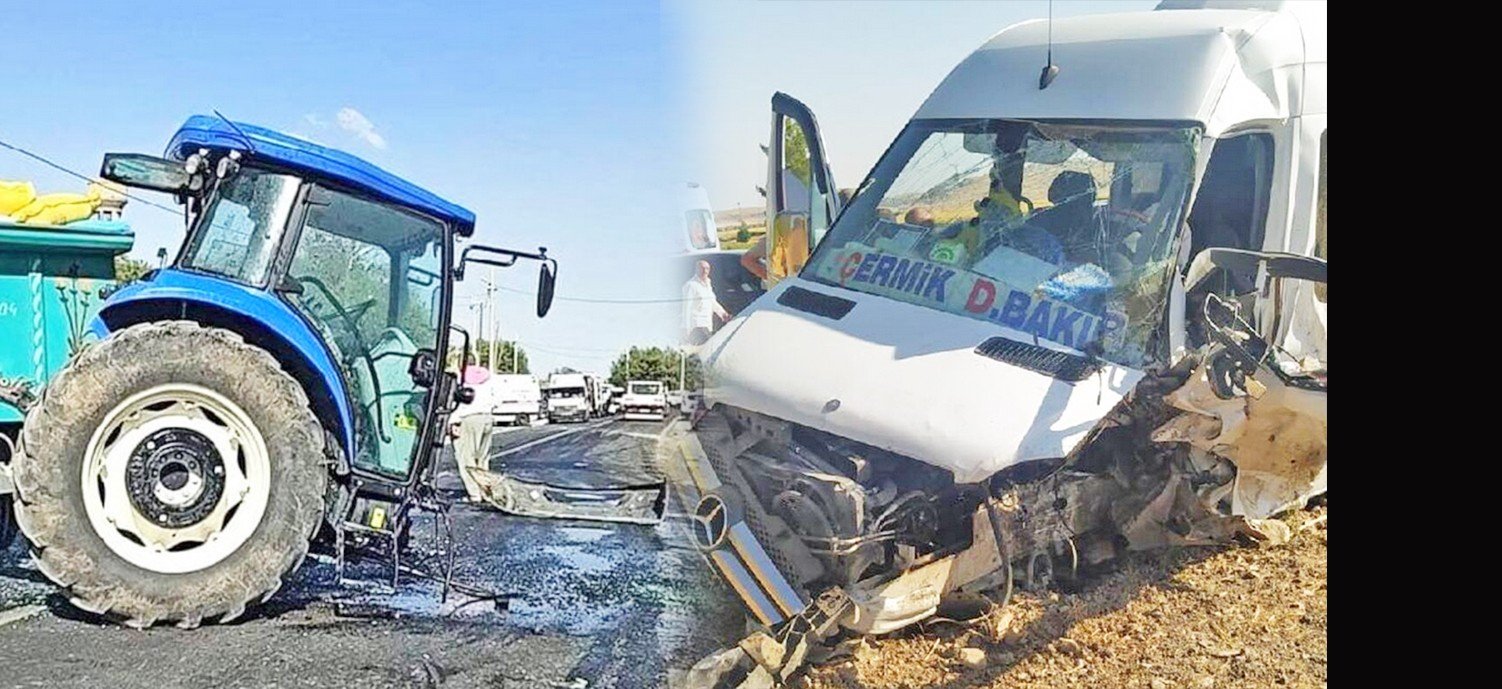 Minibüs ile traktör kafa kafaya çarpıştı: Çok sayıda yaralı var