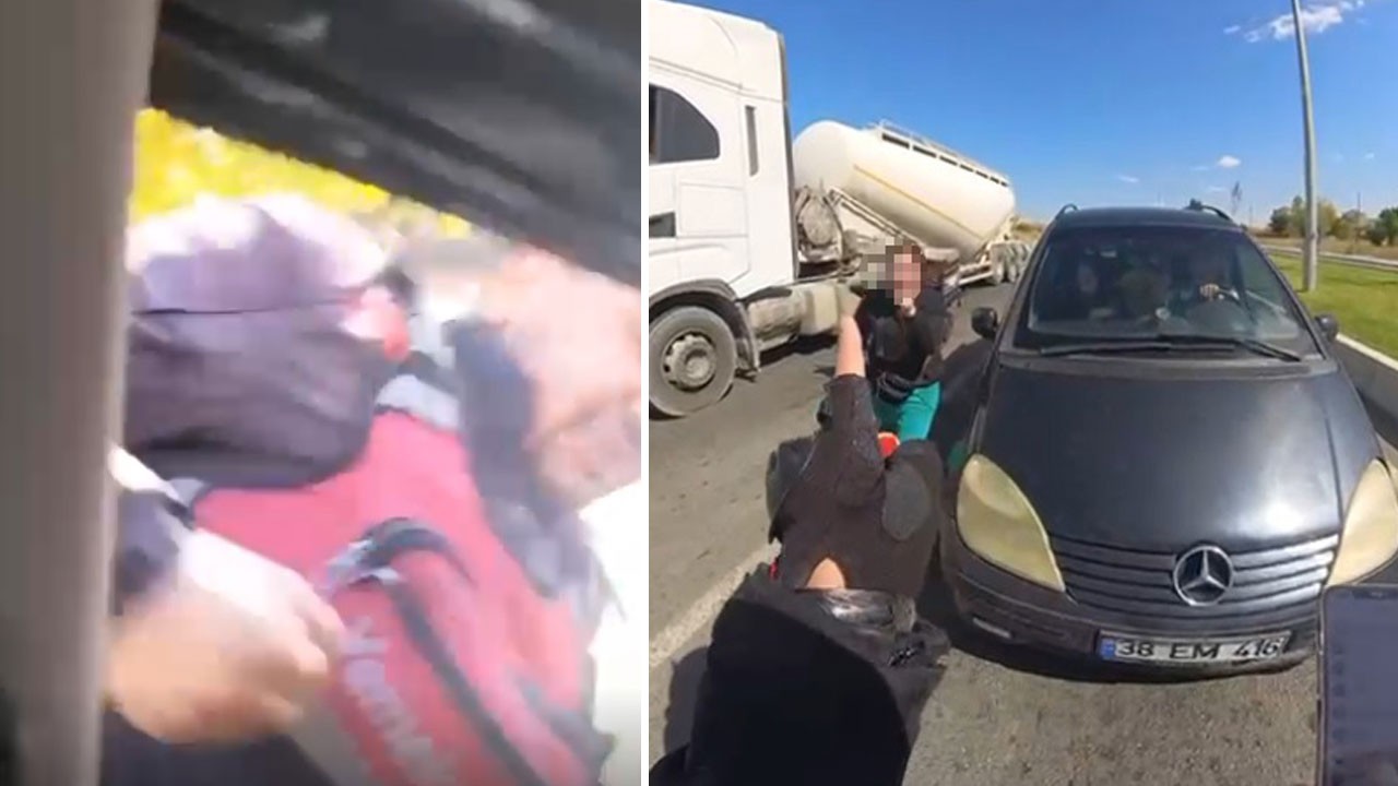 Motokuryenin intikamı trafiği bir birine kattı: Kız arkadaşını döven aracın önünü kesti, defalarca yumrukladı