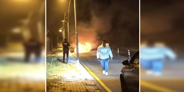 Motorundan duman yükselen otomobil alev topuna döndü!
