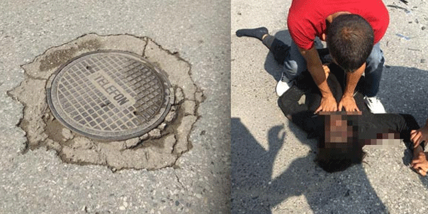 Motosikletle rögar kapağının üstünden geçti, canından oldu