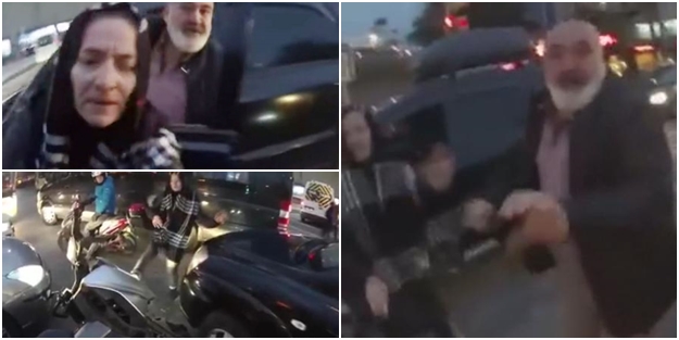 Motosikletli sert kayaya çarptı! Öfkeli karı-kocanın hışmına uğradı