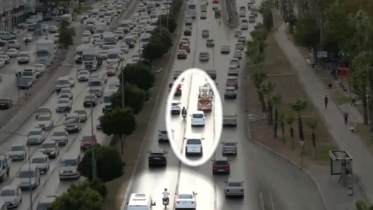 Motosikletlilerin kural ihlalleri dronla görüntülendi!