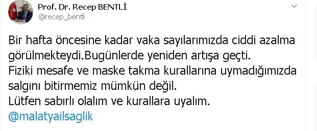 Müdür Bentli’den korona virüs uyarısı 