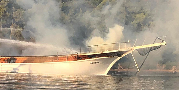 Muğla'da yat yangını: 1 ölü, 4 yaralı