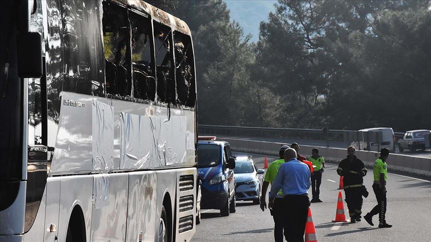 Muğla'da yolcu otobüsünde yangın çıktı