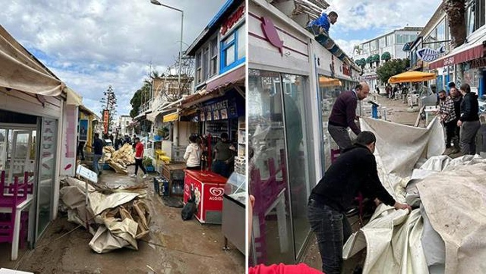 Muğla’nın Bodrum ilçesinde hayat felç oldu! Tekneler battı, yangın çıktı