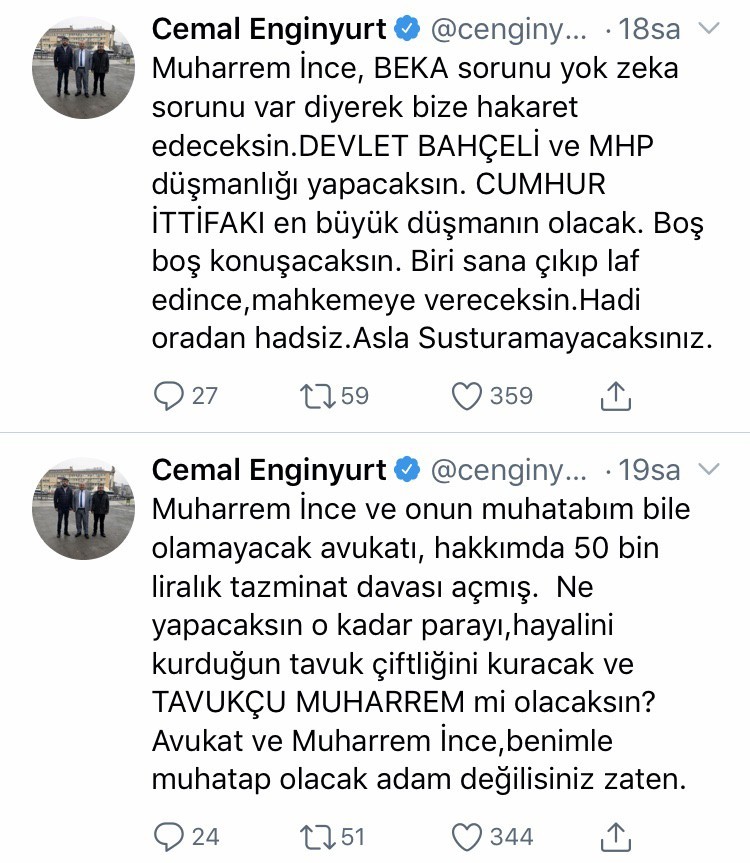 Muharrem İnce ile Cemal Enginyurt mahkemelik oldu 