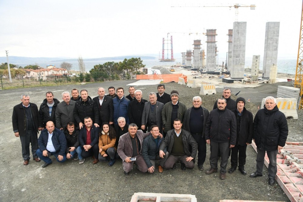 Muhtarlar 1915 Çanakkale boğaz köprüsü inşaatını gezdi 