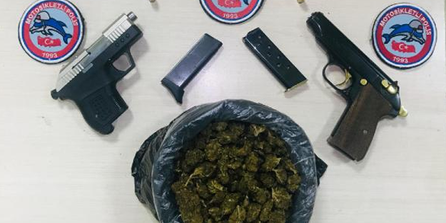 Müptezeller ruhsatsız tabanca ihbarıyla kurtulmaya çalıştı