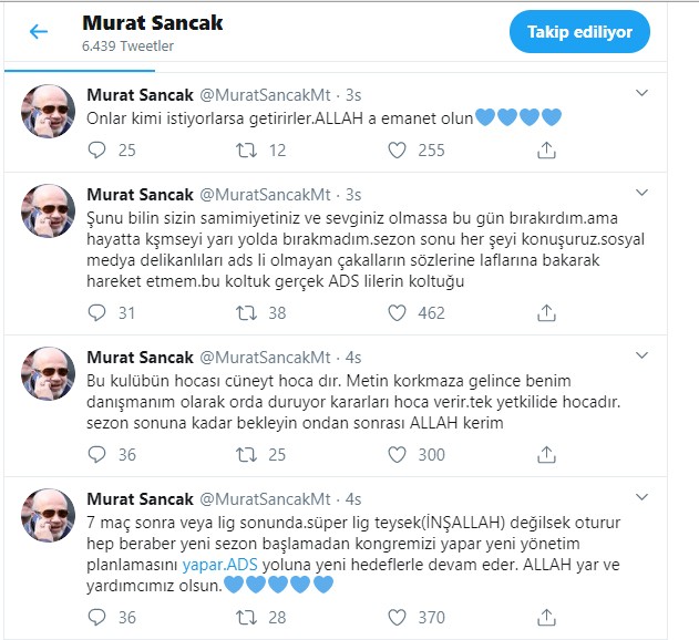Murat Sancak: “Süper Lig’e çıkamazsak kongre yaparız” 