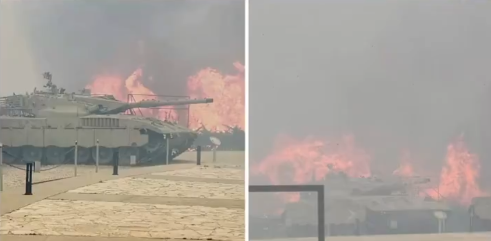 Müslümanlara cehennemi yaşatan İsrail'de büyük yangın! Yangın terör ordusunun tanklarını da yuttu!
