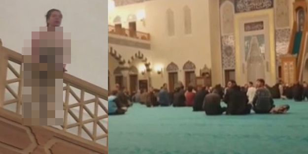 Müslümanların sinir uçlarıyla oynuyorlar! Yarı çıplak seküler ahlaksızdan camide küstahlık
