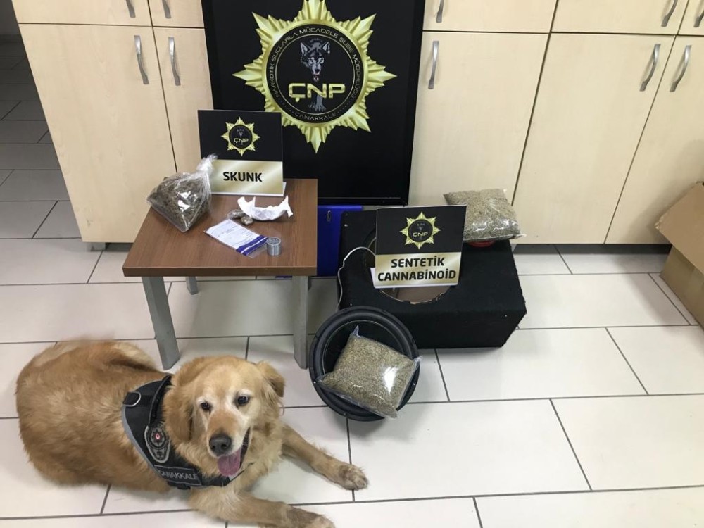 Narkotik köpeği, hoparlörün içinde 2 kilogram uyuşturucu buldu 