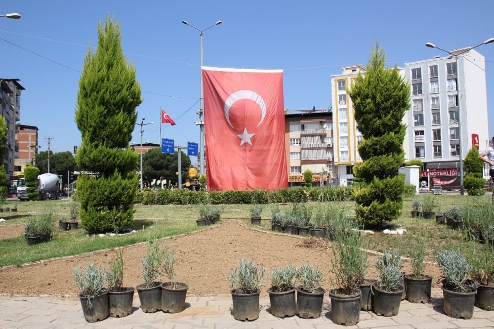 Nazilli Dörtyol Kavşağı’nda peyzaj çalışmaları başladı 