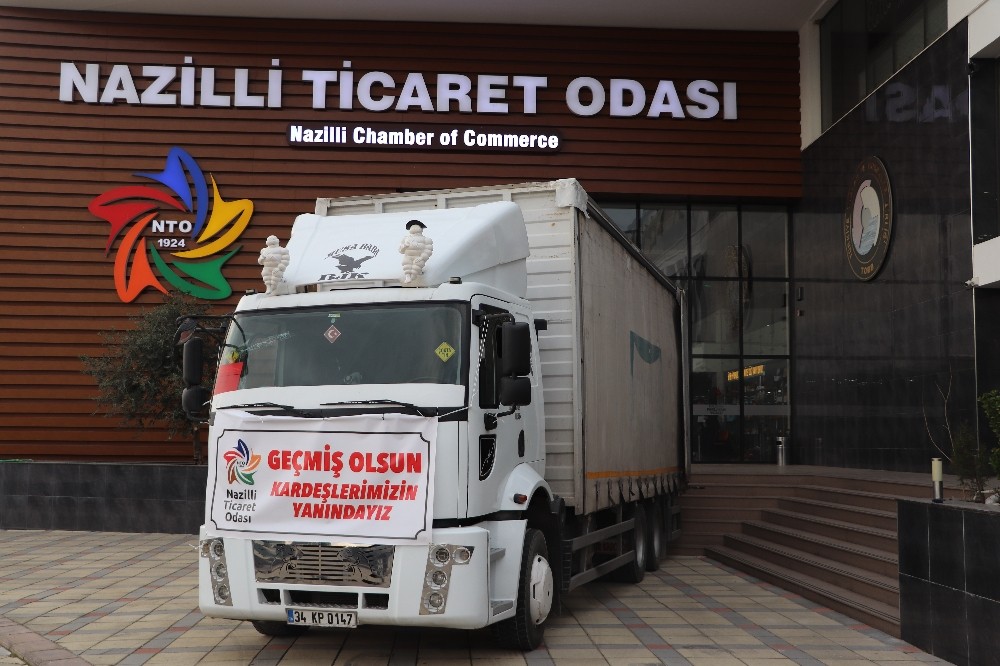 Nazilli Ticaret Odası’nın depremzedeler için topladığı yardımlar yola çıktı 