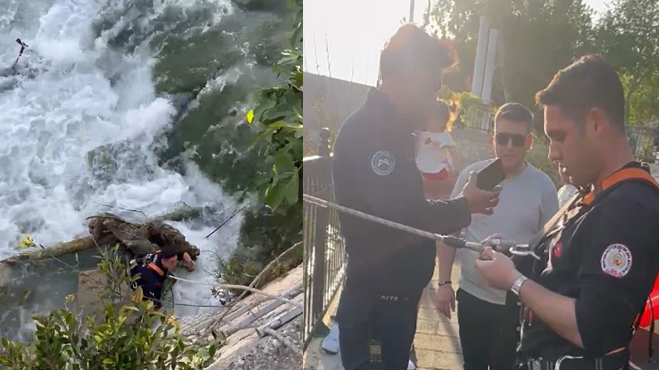 Nehre düşen telefon için itfaiye geldi