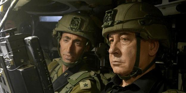 Netenyahu katil askerlerini Refah'ta ziyaret etti!