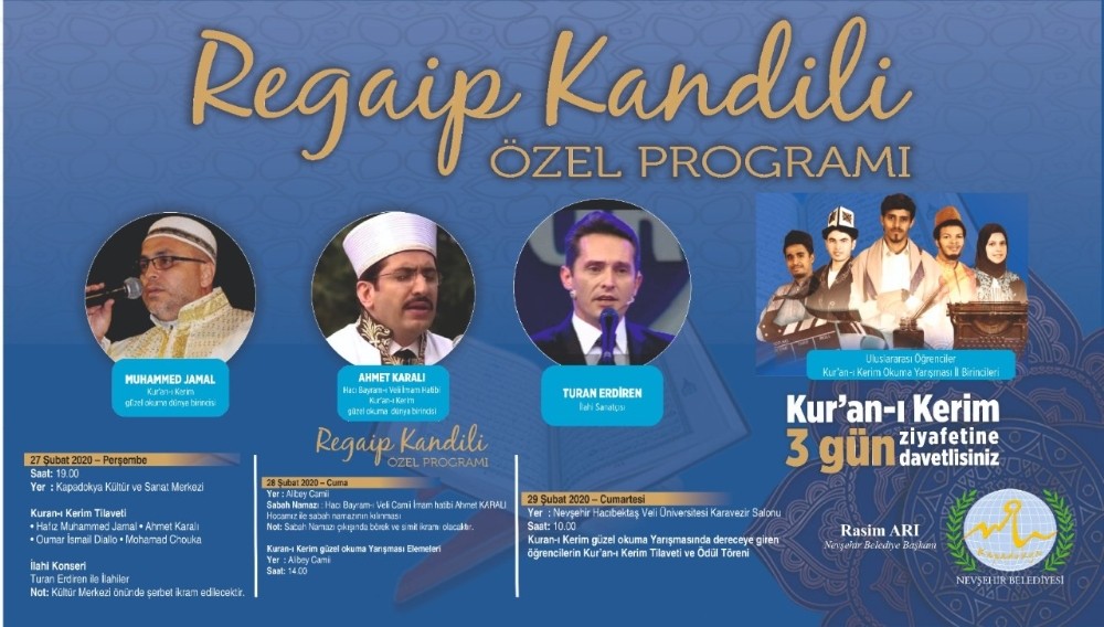 Nevşehir Belediyesi, ‘Regaip Kandili özel programı’ ile Kur’an-ı Kerim ziyafeti sunacak 