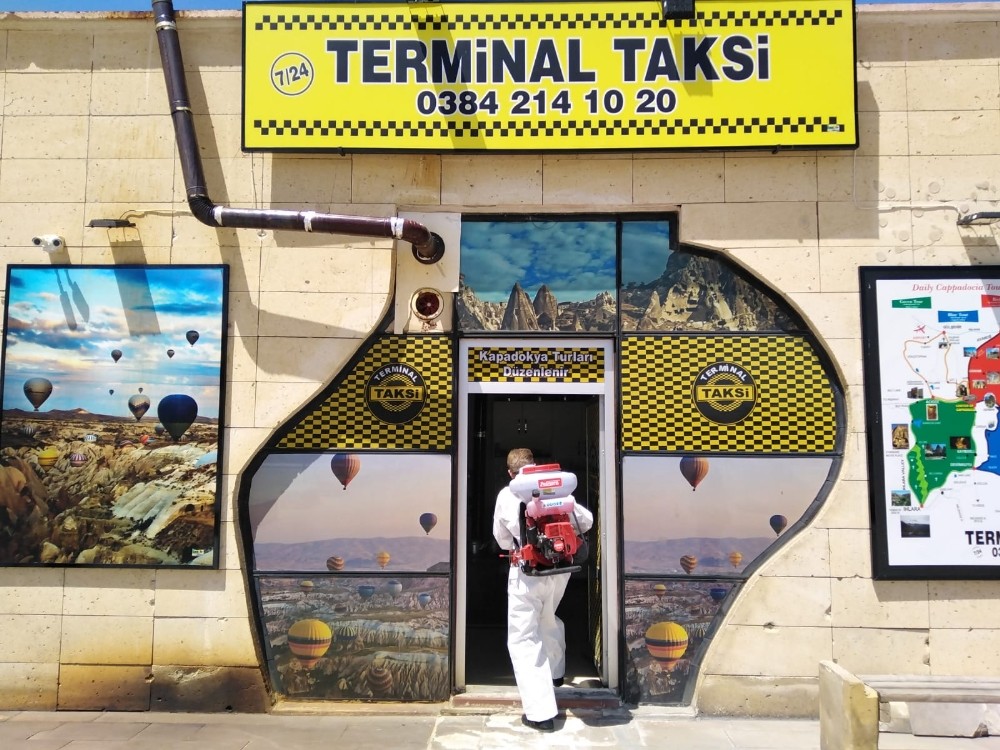 Nevşehir Belediyesinden taksicilere dezenfekte desteği 