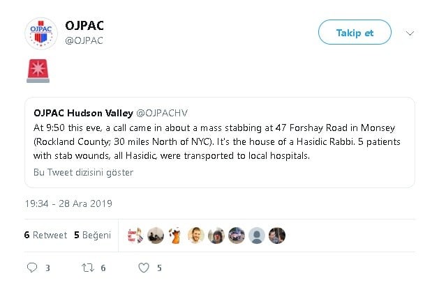 New York’ta hahamın evinde saldırı: 5 yaralı 