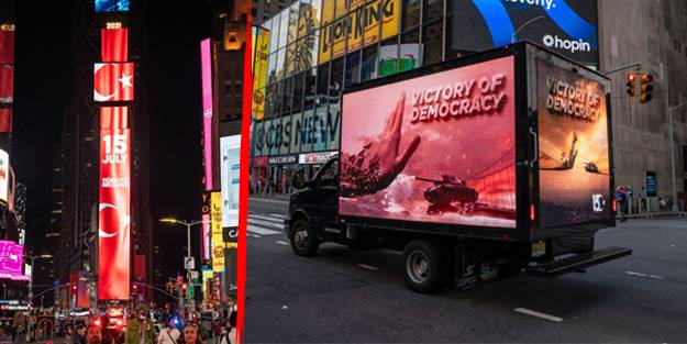 New York'un ünlü Times Meydanı'nda FETÖ'cüleri kudurtan görüntü!