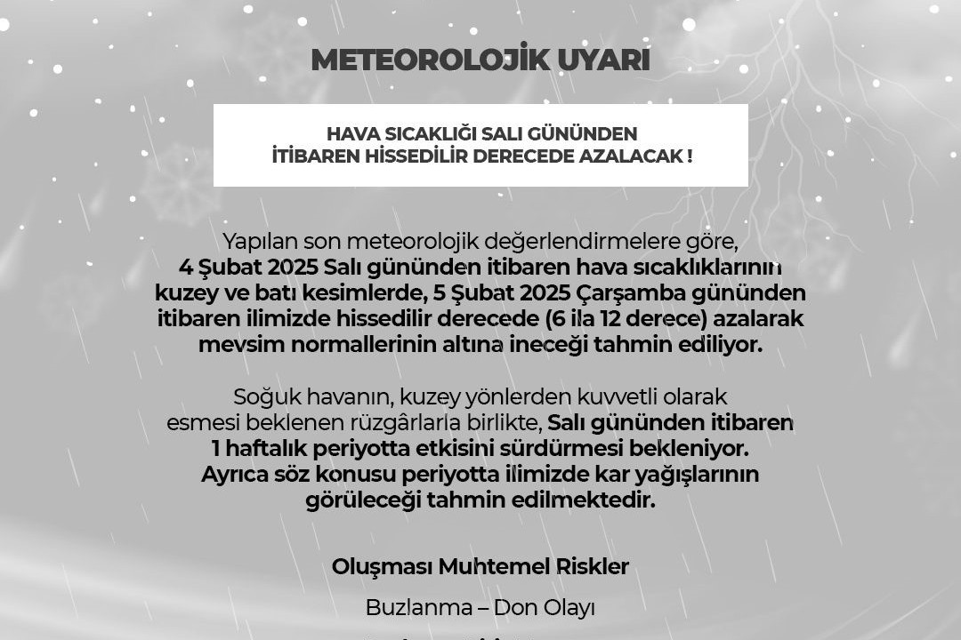 Niğde Valiliği’nden soğuk hava ve kar yağışı uyarısı
