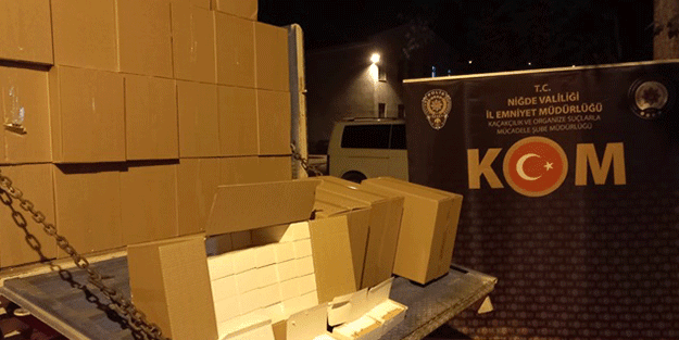Niğde'de 7 milyon 250 bin makaron ele geçirildi