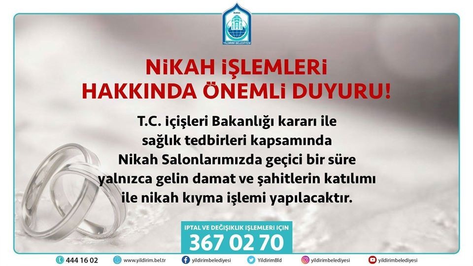 Nikah törenlerine Korona virüs tedbiri 
